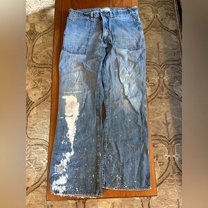 Vintage American Eagle Jeans 32x32 Bootcut Grunge Distressed Paint-Splatter